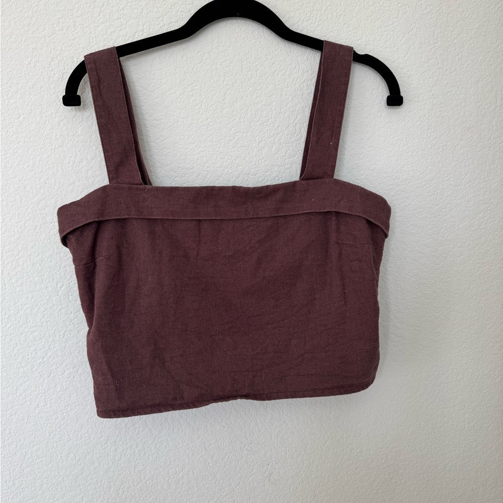 Abercrombie & Fitch Dusty Plum Square-Neck Cropped Tank